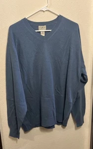 LL Bean Herren XLarge Blau V-Ausschnitt 100% Kaschmir Langarm Pullover Sweater - Bild 1 von 9