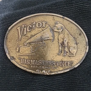 Fibbia da cintura RCA vintage Victor Victrola tagliabordi per cani ~34 - Foto 1 di 4