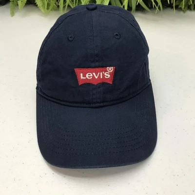 Levi's Hat Cap Strap Back Navy Blue Red Batwing Patch Embroidered Baseball Youth — 第 1/4 张图片