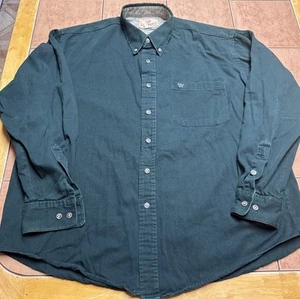 King Ranch Long Sleeve Button Down Made In USA Shirt Forest Green Men's Sz XL - Picture 1 of 7