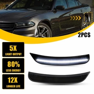 For Dodge Challenger 15-23 SmokeWhite LED Rear Bumper Side Marker Signal Light H - Picture 1 of 12
