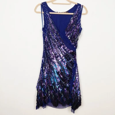 Roberto Cavalli AW2011 blue purple sequin silk dress - Image 1 of 4