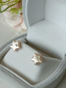 Lebendige Natur Champagner-Orangegolde Pearl-Ohrstecker in Sternform Ca. 10 mm - Bild 1 von 5