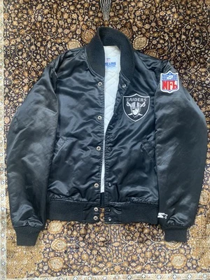 Chaqueta Bomber De Colección Raiders Satén Starter Proline Spellout Hecha en EE. UU. Pequeña Foto 1 de 4