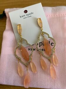 NWT Kate Spade Lantern Gems Chandelier Drop Dangle Earrings Cherry Quartz