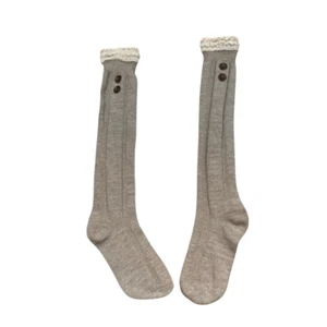 Ladies Brand New without Tags Lace Top Beige Knit Boot Socks One Size - Picture 1 of 6