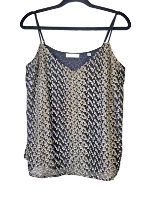 EQUIPAMIENTO Mujer Mujer Top Mediano Seda Negro Camisola Estampado Brillo Metálico  Foto 1 de 4