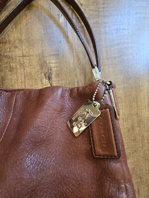 Coach Madison Phoebe 26224 Pebble Leather Shoulder Bag Purse Hobo Cognac Brown - Image 1 of 4