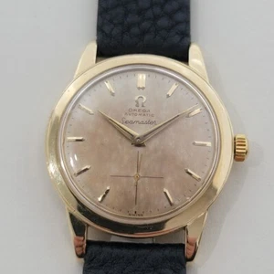 Omega Seamaster Cal 344 14k Solid Gold 35mm Mens Manual Wind 1950s Vintage RA572 - Picture 1 of 12