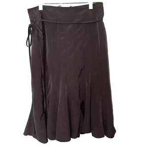 H&M Brown Fluted Midi Skirt Fully Lined With A Belt - Picture 1 of 11