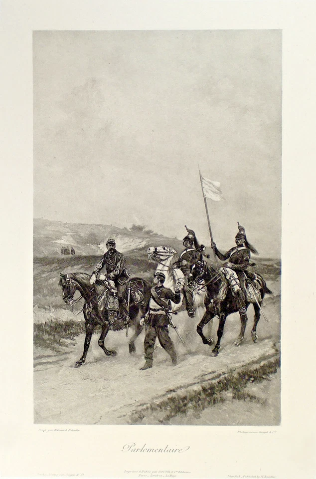 E. DETAILLE, photogravure Goupil, PARLEMENTAIRES, militaires, chevaux, début XXè - Photo 1/1
