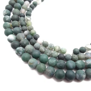 Natural Green Moss Agate Matte Round Beads Size 6mm 8mm 10mm 15.5" Strand - Picture 1 of 3