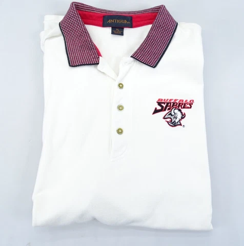 Vintage NHL Buffalo Sabres White Polo Shirt Goat Head Goathead XL Cover