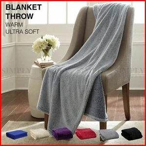 Blanket Throw Rug Fleece Bed Faux Fur Mink Large Plush Red Grey Blue Black Pink - Picture 1 of 20