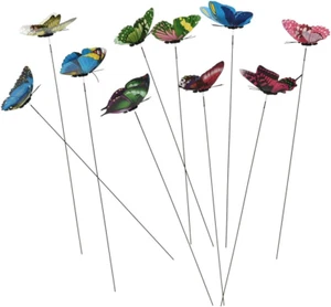 10 Pack Colourful Garden Butterflies on Sticks Miniature Fairy Garden Decoration - Picture 1 of 12