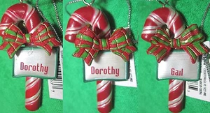 Ornament, Personal Name- DOROTHY GAIL - 3D Candy Cane Bow Christmas Town JOY @@! - Bild 1 von 4