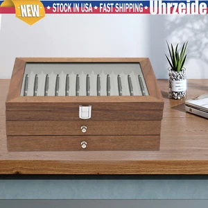 Walnut Wood Fountain Pen Display Case Holder Pen Display Box Storage Pen 34Slots - Picture 1 of 13