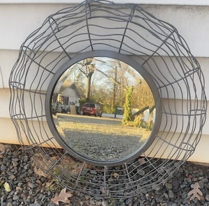 Industrieller Draht Wandspiegel silberfarben 24" Durchmesser abgeschrägt 4" tief - Bild 1 von 3