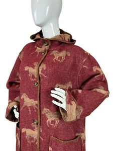 John Rich & Bros X Woolrich Womens L Reversible Hooded Wool Blend Long Maxi Coat - Picture 1 of 11