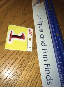 Joy 1 Piece Iron-On Embroidery. Red Letter "1” Red.  Size 1.5 inch - Picture 1 of 2