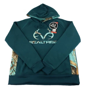 RealTree Sweatshirt Hoodie Women’s Medium Aqua Green Camo Kangaroo Pocket New - Picture 1 of 13