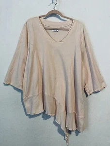 Dunes Top Damen 2x hellrosa asymmetrischer Saum Rüschen hauchdünn Lagenlook Boho - Bild 1 von 7