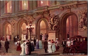 PARIS, OPERA House Entrance Street Scene Tuck Vintage Postcard JZ16 - Picture 1 of 2