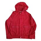 Ports International Red Bomber Jacket Hidden Hood Long Sleeve Mens L Vintage 80s