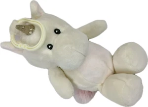KellyBaby Plush Toy 10 Inch Pink Off White Unicorn Clip On Stuffed Animal Rattle - Picture 1 of 2