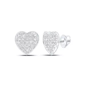 Orecchini donna oro bianco 10 kt tondi a grappolo con diamanti 1/10 cttw - Foto 1 di 1