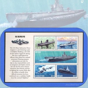 2000 US MARINE U-BOOTE Selvage #1 The Delphin Pin Broschüre Brot mit 5 Briefmarken - Bild 1 von 2