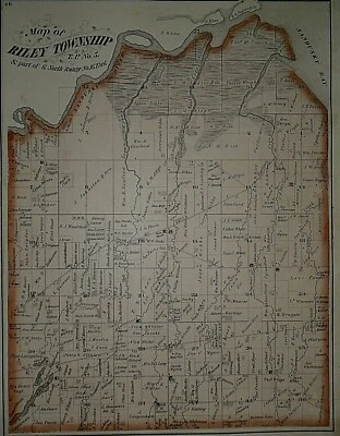 Mapa de plataforma vintage de 1874 para propietarios de ferrocarriles y terrenos ~ RILEY Twp. SANDUSKY Co, OHIO  Foto 1 de 3
