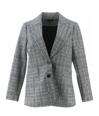 DG2 Diane Gilman Ponte Knit Boyfriend Blazer NEW 671-263 Glenn Plaid Blazer / 2X - Image 1 of 4
