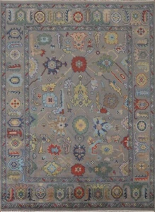 Alfombra de lana 9' 9"" X 8' 1"" gris Oushak alfombra oriental anudada a mano - Imagen 1 de 12