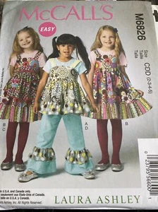 mccalls Pattern M6826 Girls C 2 3 4 5 Dress Apron ruffle bell bottom Pants Set - Picture 1 of 6