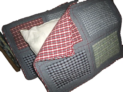 EMPRESA NIÑOS PATCHWORK CUADROS AZUL ROJO VERDE (PAR) FUNDAS DE ALMOHADA ESTÁNDAR 20X26  Foto 1 de 4