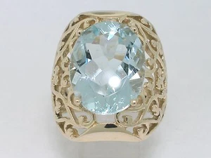 Aquamarin Ring 585 Gelbgold 14Kt Gold natürlicher facettierter Aquamarin 8,40ct - Bild 1 von 5