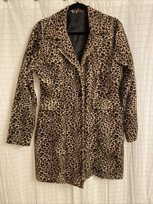 Leopard Faux Fur Coat Medium Women Pockets City Classic Christmas Holidays - Image 1 of 4