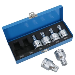 3/4in. Drive Male Spline + Star Tamper Torx Sockets T70 – T100 + M16 – M18 6pc - Picture 1 of 6