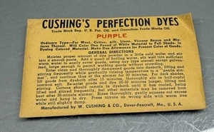 Vintage Cushing’s Perfection Dyes Package  Purple Maine - Picture 1 of 4
