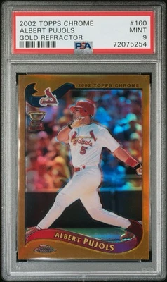 ALBERT PUJOLS 2002 Topps Chrome GOLD REFRACTOR Sp #160 PSA 9 Mint - Image 1 of 2