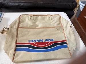 Bolso de mano de viaje vintage de lona de 13”x14” Pan Am Airlines. - Imagen 1 de 15