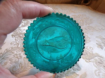 VTG Blue Embossed Glass Coaster "Humpback Whale" - Image 1 of 4