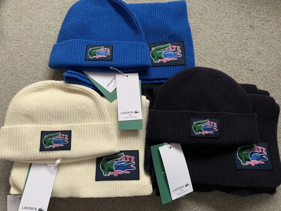 Lacoste Mens Wool Beanie & Scarf Set in various colours - Image 1 of 1