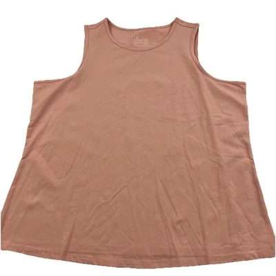 Camiseta sin mangas Denim & Co Essentials Perfect Jersey algodón cuello redondo 1X melocotón 9175 Foto 1 de 4