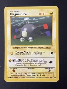 Magnemite Shadowless Base Set 53/102 LP Tarjeta Pokémon De Colección - Imagen 1 de 2