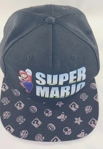 Gorra de béisbol Super Mario Nintendo negra Snapback ala plana - Imagen 1 de 5