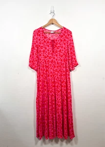 Scamp And Dude Dress Size 12 Pink Midi Animal Print Leopard Tiered Long - Picture 1 of 10