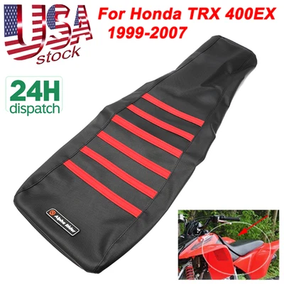 Чехол на сиденье нескользящий для Honda Sportrax400 TRX400EX 1999-2007 ПОЛНОСТЬЮ ЧЕРНЫЕ/КРАСНЫЕ РЕБРА - Изображение 1 из 4