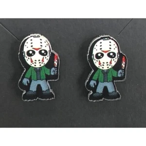 Jason Vorhees Horror Stud Earrings Acrylic Friday the 13th - Picture 1 of 5